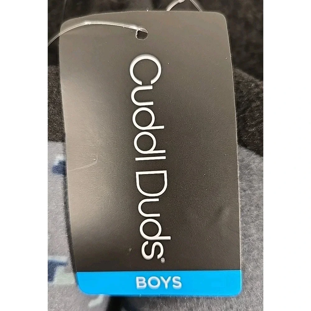 Cuddl Duds Slippers Boys Size Large (5-6) Black Gray Printed Glitch Fleece NEW